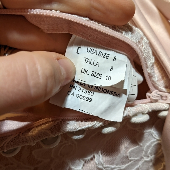 MORI LEE blush lace peplum strapless bridesmaid gown - Picture 14 of 14